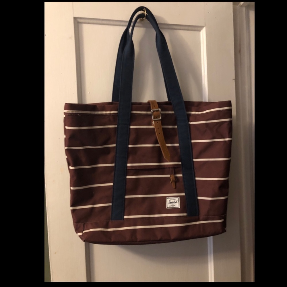 Herschel brown and white striped bag